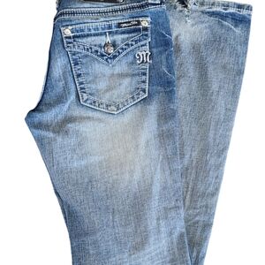 Miss Me Womens Jeans With Rhine Stone Pocket Trim Low Rise Size 29